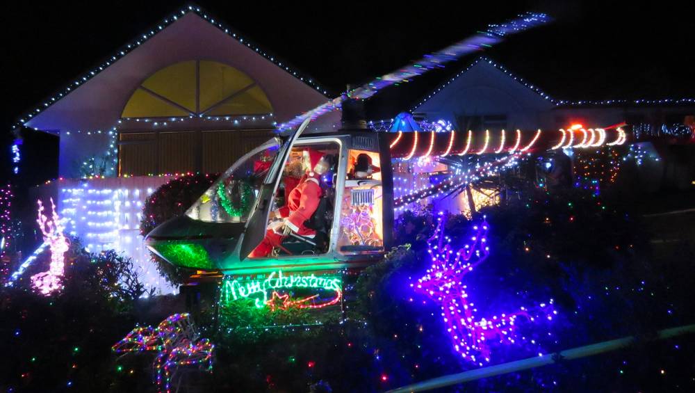 A Merry Christmas helicopter light show