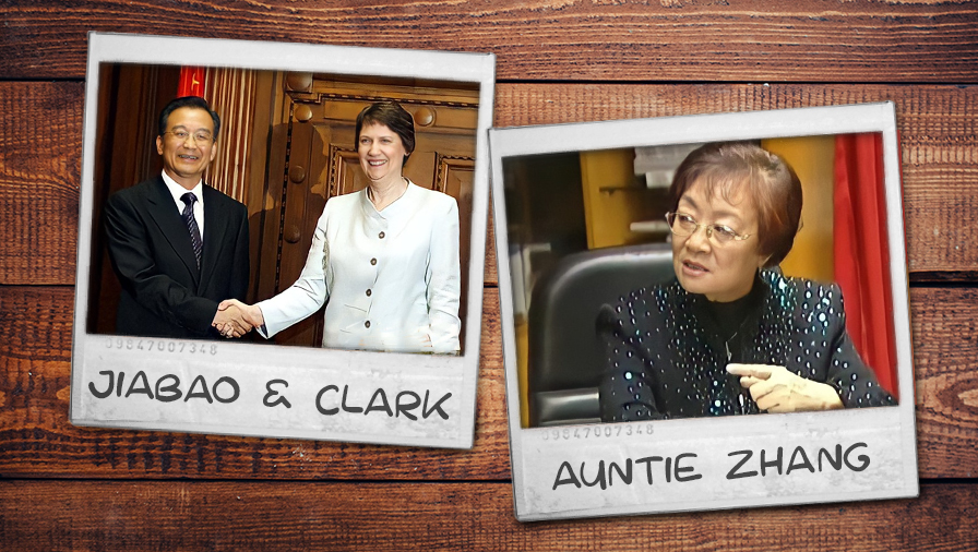 In 2016, Premier Wen Jiabao met Prime Minister Helen Clark in Wellington. ‘Auntie’ Zhang Beili’s connections helped turn Whitney Duan into China’s richest woman.