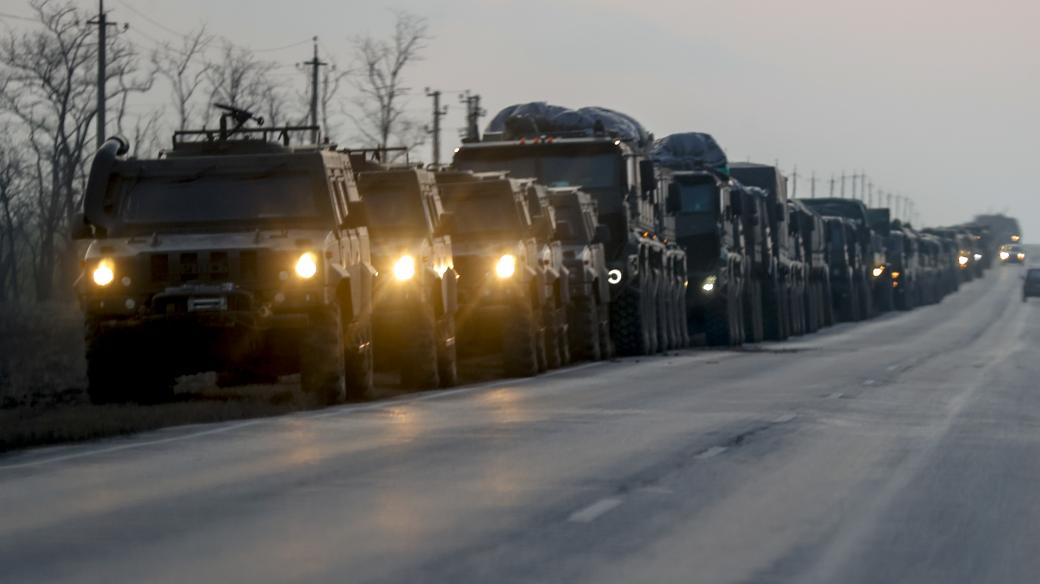  Russian military vehicles near the Ukraine border.